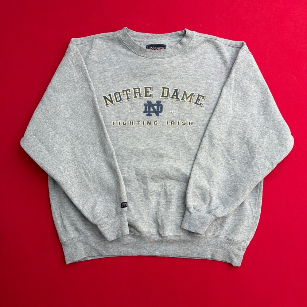 VTG Jansport Notre Dame Fighting Irish Sweatshirt Mens Large Gray Crewneck L